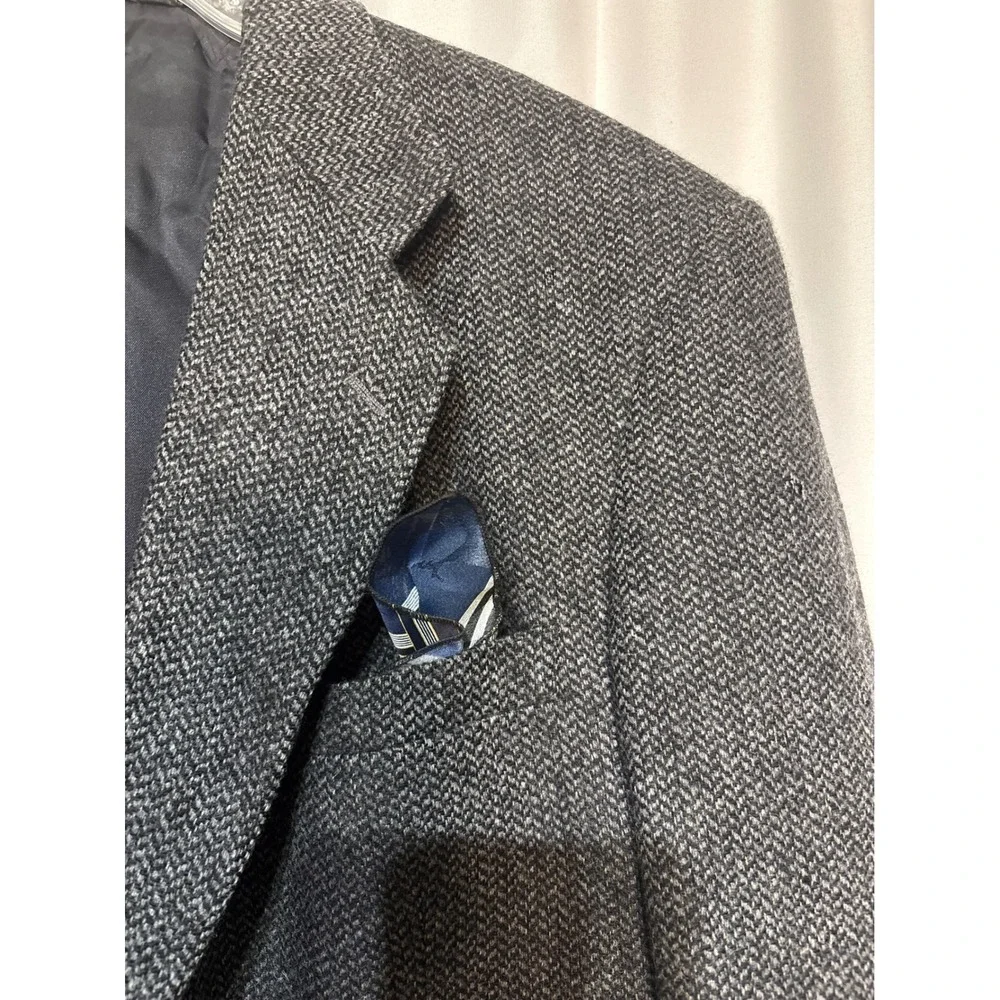 Barry's Mens Gray Herringbone Wool Blend Blazer Sport‎ Coat Size L